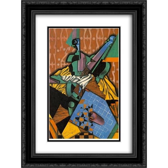 Juan Gris 2x Matted 18x24 Black Ornate Framed Art Print 'Photograph of Violin and Checkerboard'