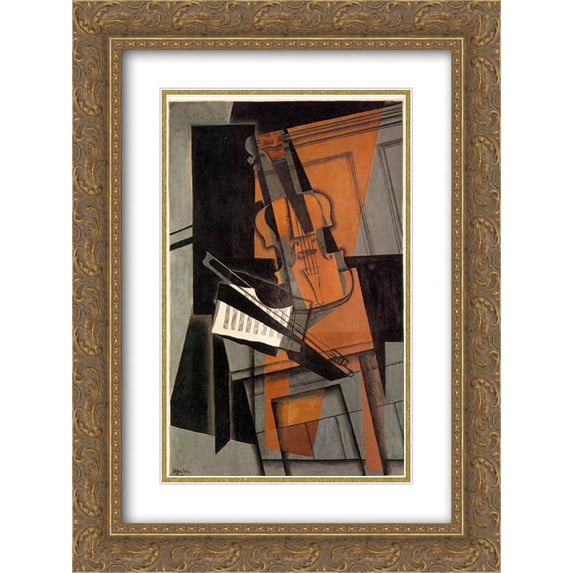 Juan Gris 2x Matted 18x24 Gold Ornate Framed Art Print 'The violin'