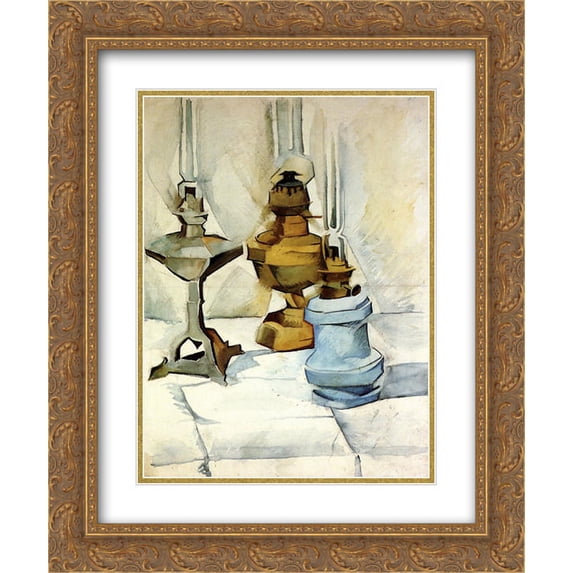 Juan Gris 2x Matted 20x24 Gold Ornate Framed Art Print 'Three Lamps'