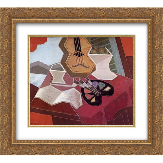 Juan Gris 2x Matted 24x20 Gold Ornate Framed Art Print 'Table Overlooking the Sea'