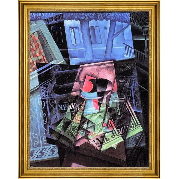 Juan Gris Still Life before an Open Window (also known as Place Ravignan) - 18" x 24" Framed Premium Canvas Print