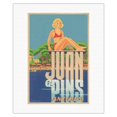thumbnail image 1 of Juan Les Pins - Antibes Côte d'Azur South of France - French Riviera - Vintage Travel Poster by Alexis Kow c. 1930s - Fine Art Rolled Canvas Print 16in x 20in, 1 of 4