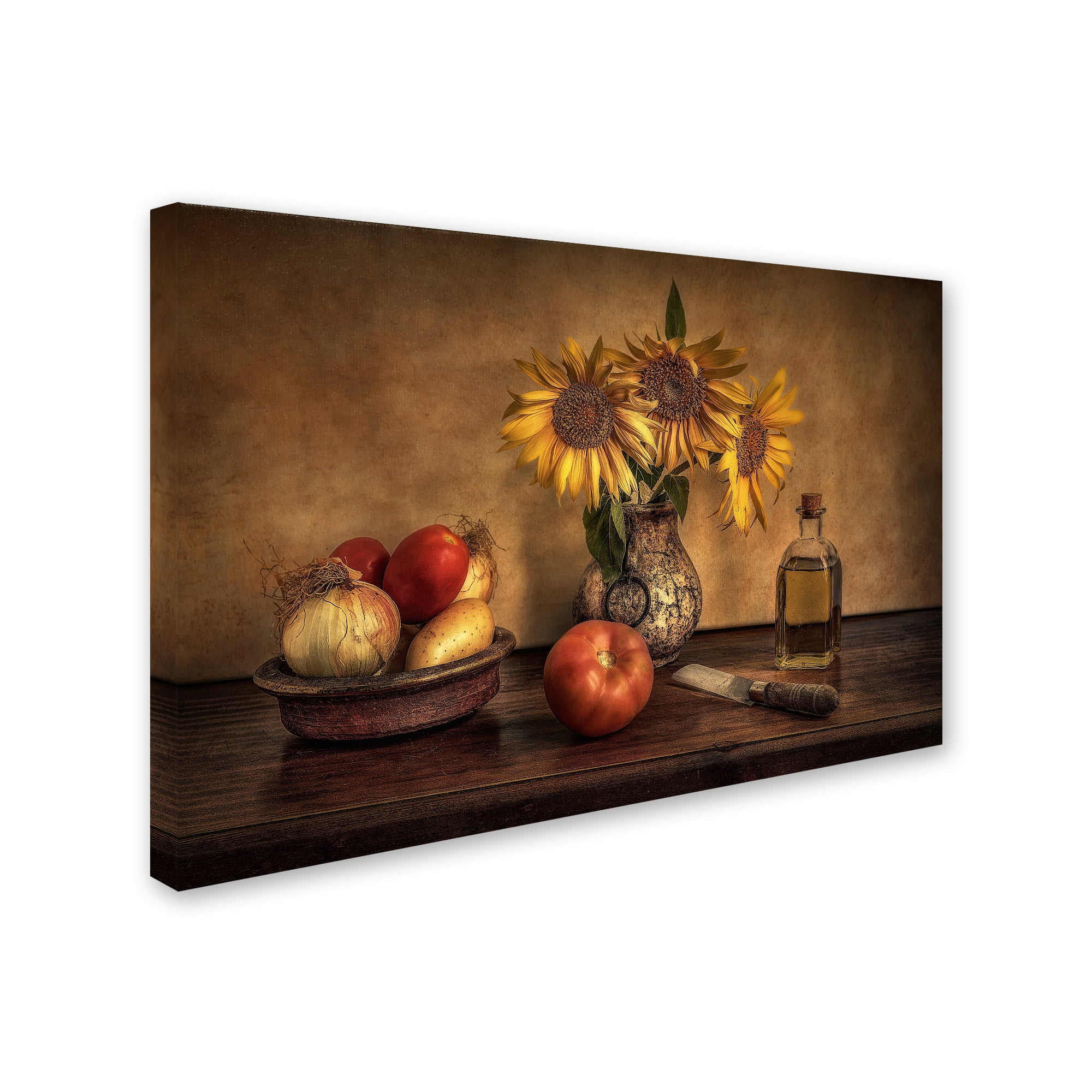 Girasoles En La Cocina Framed Canvas Art Print