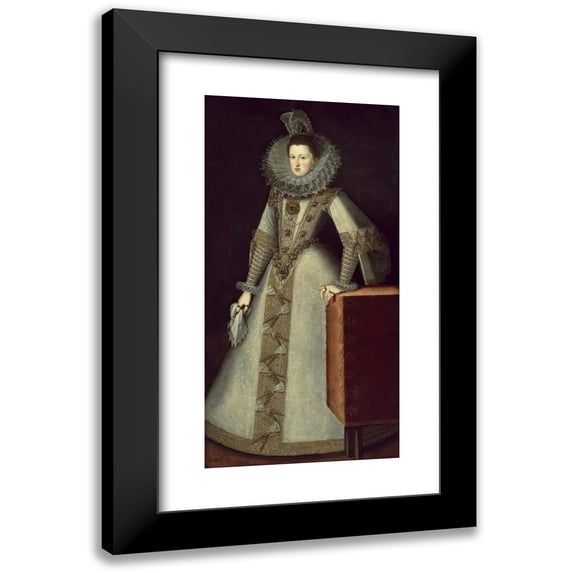 Juan Pantoja de la Cruz 11x18 Black Modern Framed Museum Art Print Titled - Margaret of Austria, Queen of Spain (1605)