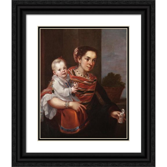 Juan Patricio Morlete Ruiz 20x24 Black Ornate Framed Double Matted Museum Art Print Titled: Casta Painting (From Spaniard and Morisca, Albino)