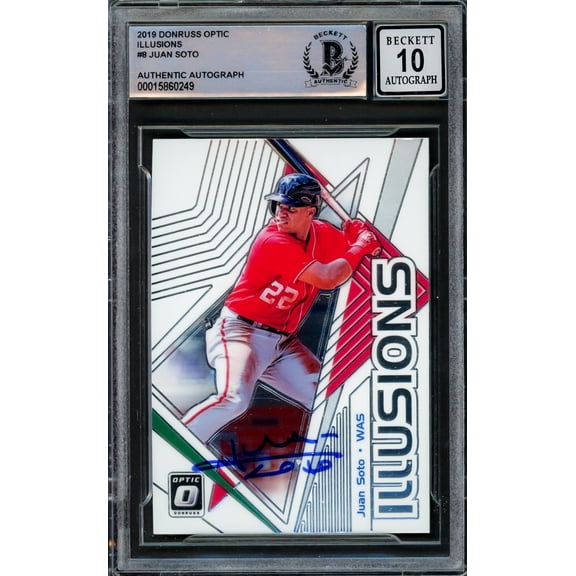 Juan Soto Autographed 2019 Donruss Optic Illusions Card #OI-8 New York Yankees Auto Grade Gem Mint 10 Beckett BAS #15860249
