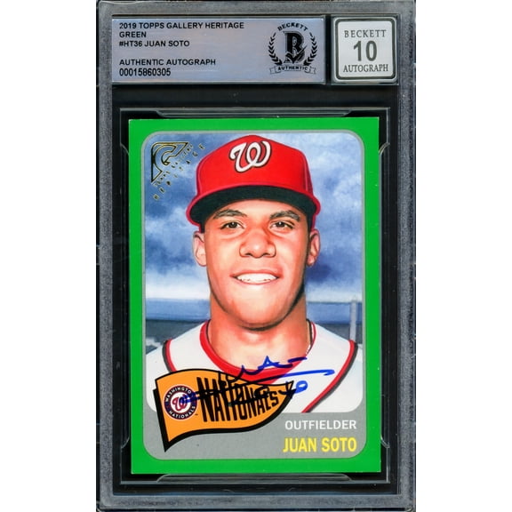 Juan Soto Autographed 2019 Topps Gallery Heritage Green Card #HT-36 New York Yankees Auto Grade Gem Mint 10 #165/250 Beckett BAS #15860305