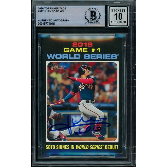 Juan Soto Autographed 2020 Topps Heritage Card #327 New York Yankees Auto Grade Gem Mint 10 Beckett BAS #15774045