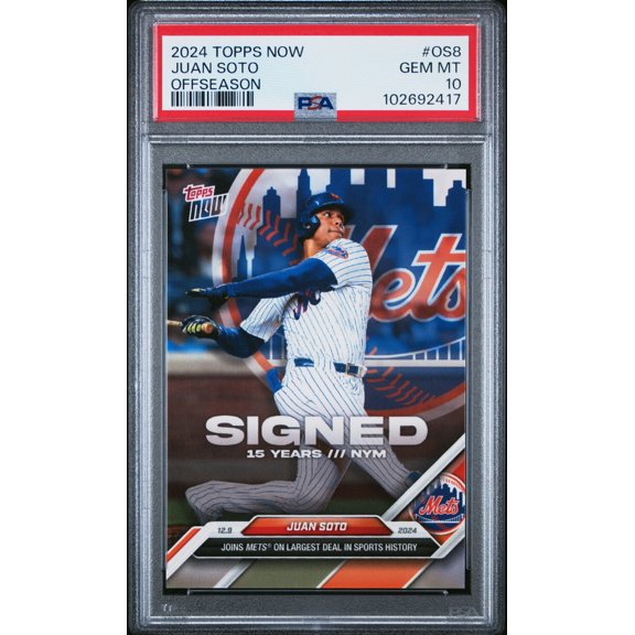 Juan Soto New York Mets 2024 Topps Now Offseason Card #OS8 PSA 10 Gem Mint