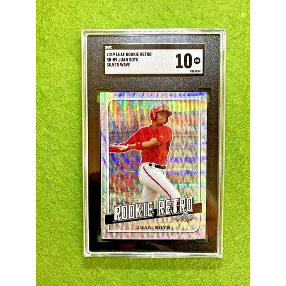 Juan Soto REFRACTOR ROOKIE CARD SGC 10 SILVER WAVE PRIZM 2019 JUAN SOTO Leaf RC