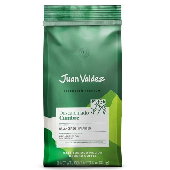 Juan Valdez Cumbre Decaf Medium Roast Ground Coffee, 12 Oz Premium Colombian Coffee