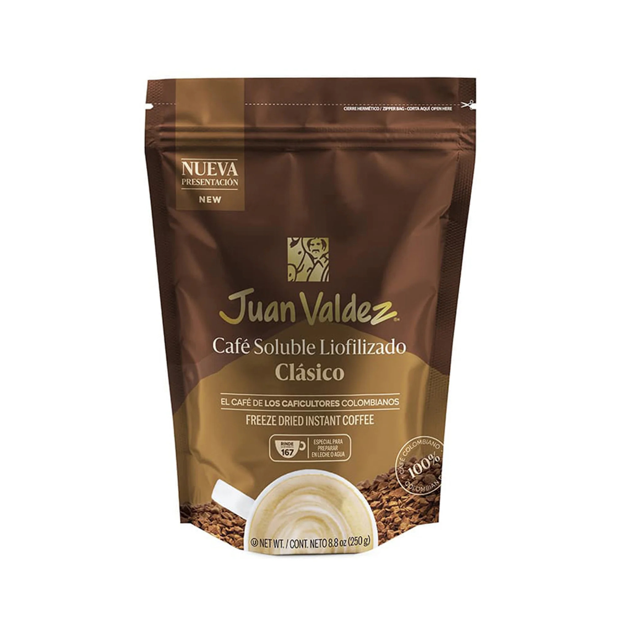 Juan Valdez Instant Freeze Dried Regular Coffee Zip pack 8.8 oz 250 g