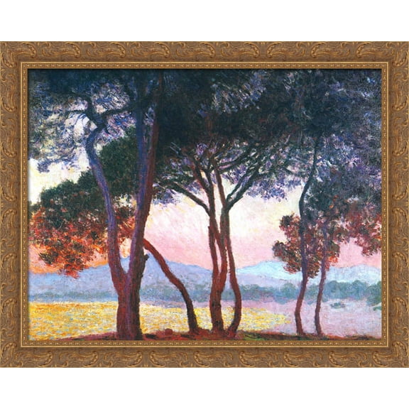 Juan-les-Pins 34x28 Large Gold Ornate Wood Framed Canvas Art by Claude Monet