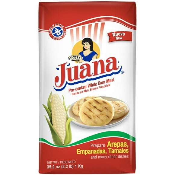 Juana Pre-Cooked White Corn Meal for arepas 2.2 Lb.
