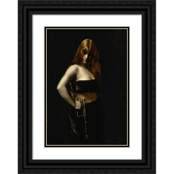 Juana Romani 14x18 Black Ornate Wood Framed Double Matted Museum Art Print Titled - Portrait of a Woman with Red Hair
