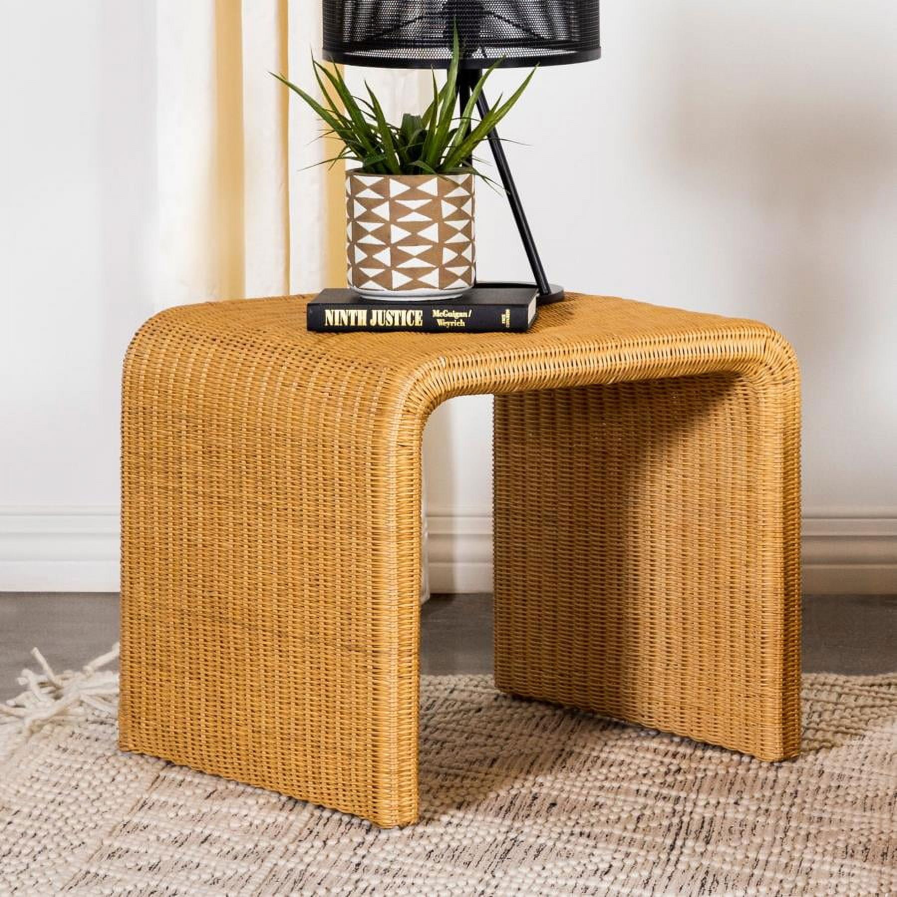 Juanita Natural Rattan Square Coastal End Table