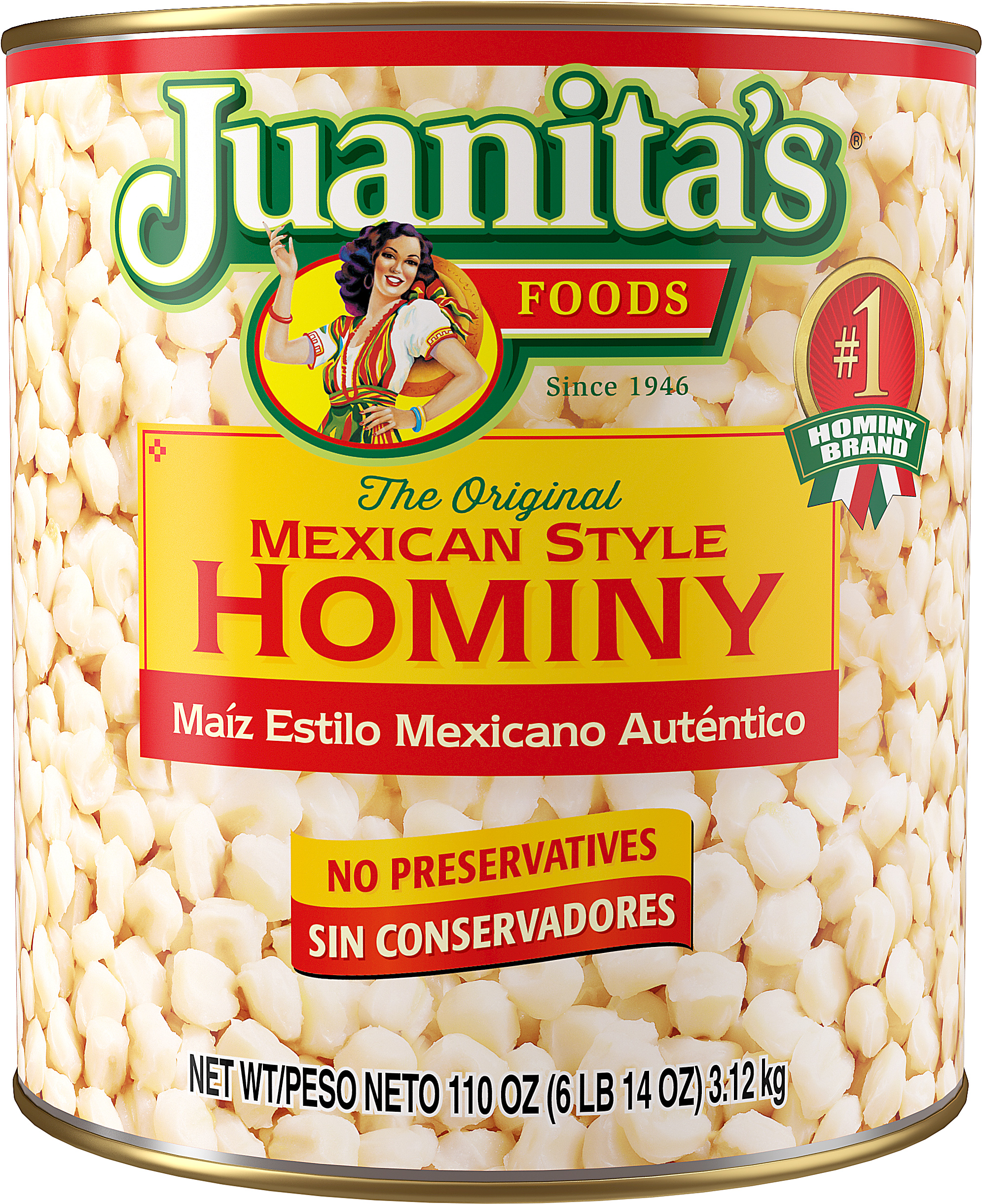 Juanita’s Foods Mexican Style Hominy, 110 oz Can - image 1 of 10