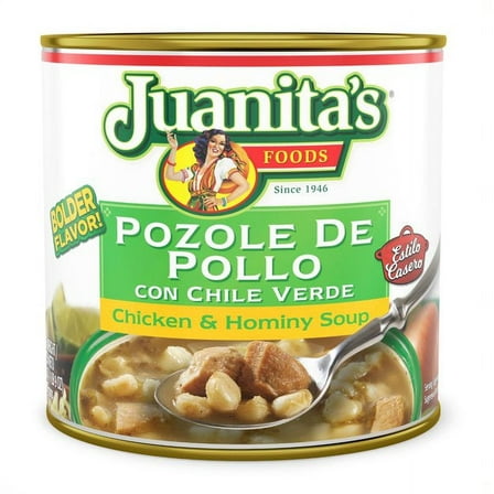 (2 pack) Juanita’s Foods Ready to Serve Chicken Pozole with Green Chile Soup, 25 oz Can