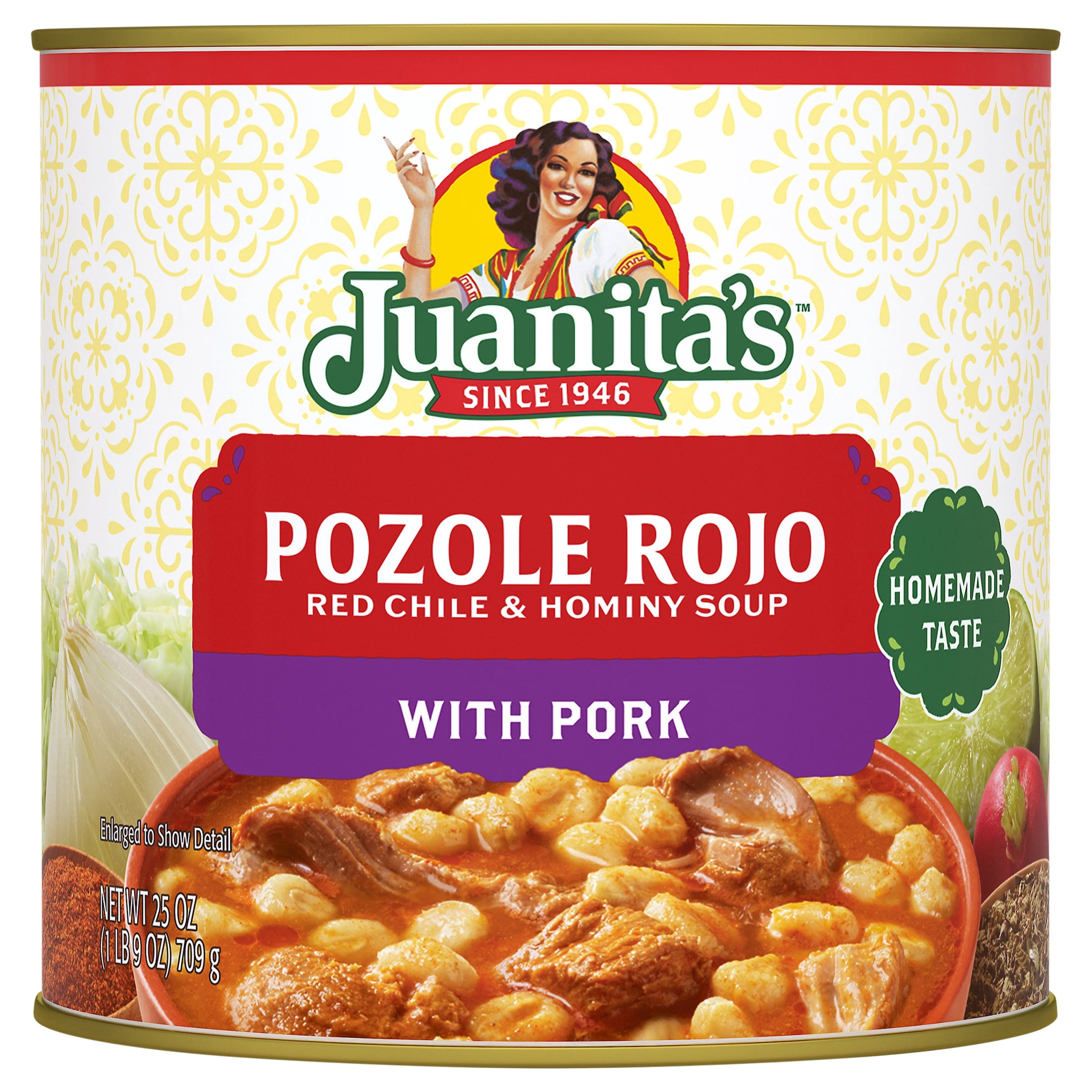 Juanita’s Foods Ready to Serve Pork Pozole with Red Chile Soup, 25 oz Can