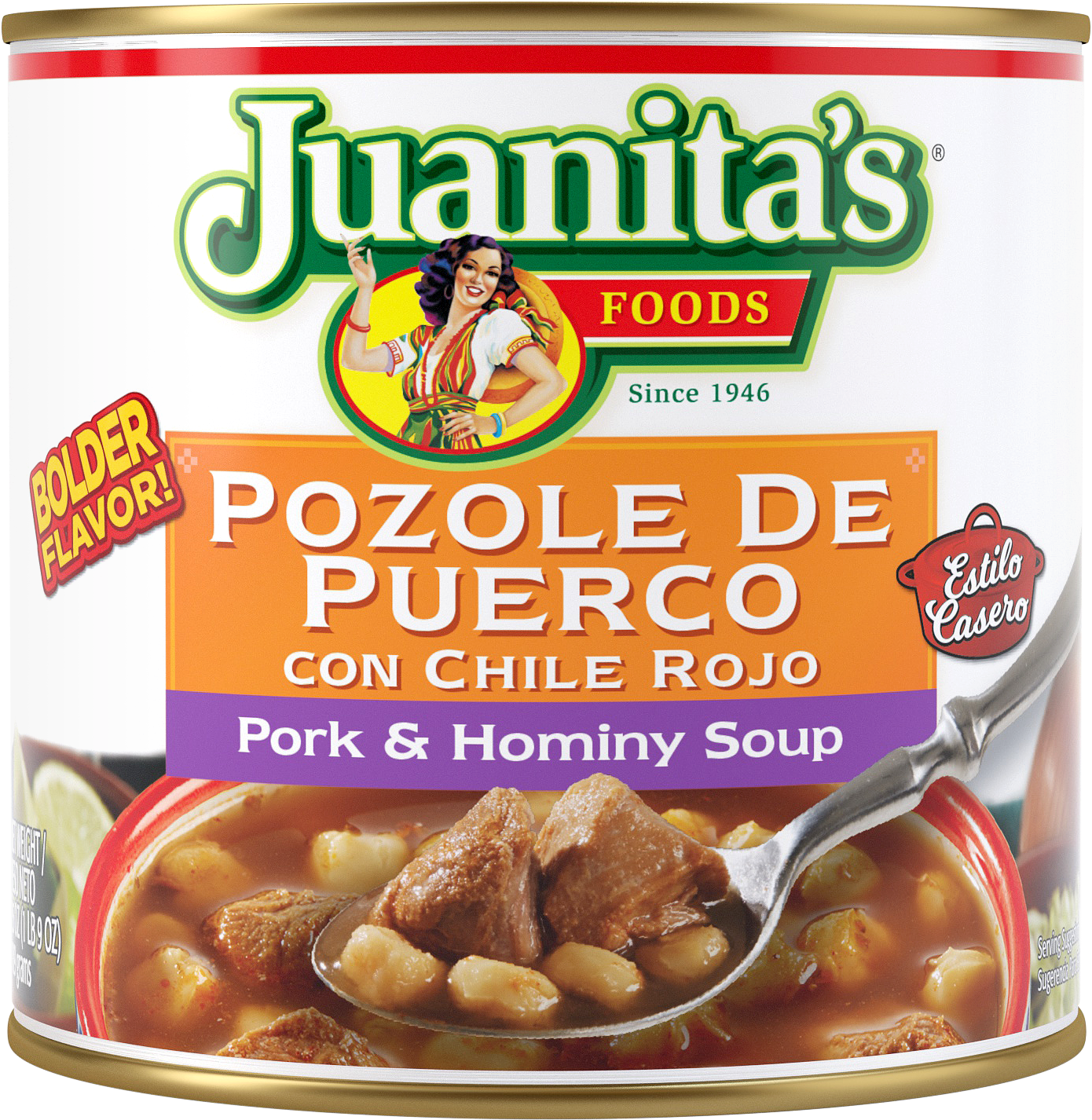 Juanitas Foods Ready to Serve Pork Pozole with Red Chile Soup, 25 oz Can