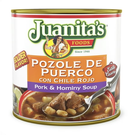 Juanita’s Foods Ready to Serve Pork Pozole with Red Chile Soup, 25 oz Can