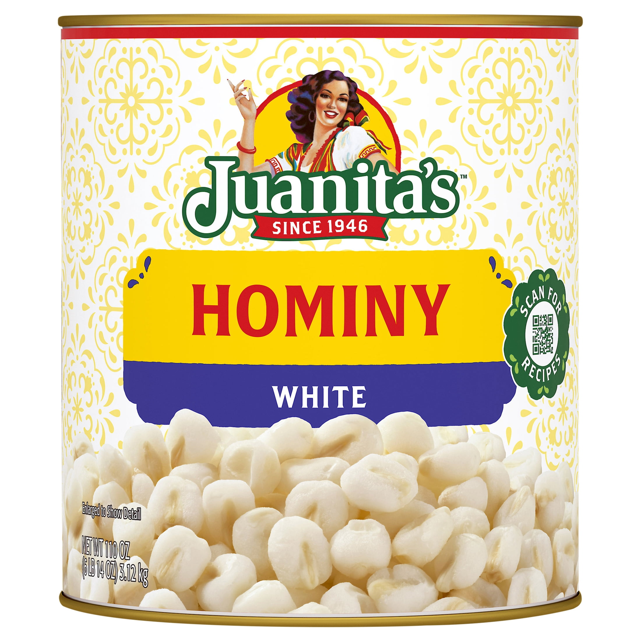 Juanita’s Foods White Hominy, 110 oz, Can