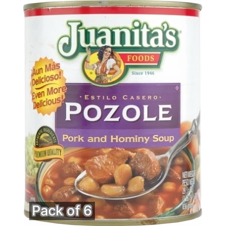 Juanita's Pozole Rojo, Red Chile and Hominy Soup with Pork 25 oz Can (Pack of 6)