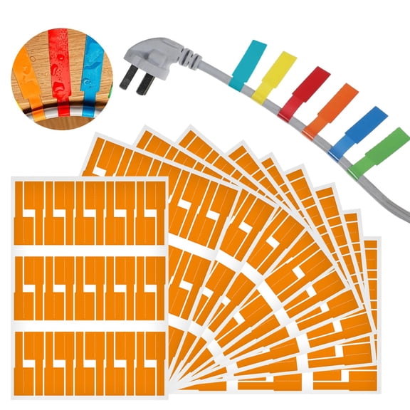 Juaoua 10 Pcs Colorful Cable Labels Stickers for Cable Management,Adhesive Tear Wire Tags,Great For Home Desktop Setup,Server Racks,Classroom Computer Labs,Or Factory Wiring,Orange
