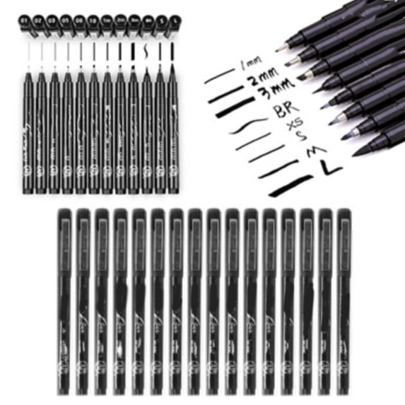 Juaoua 12Pcs Fineliner Drawing Art Pens,Waterproof Multiliner Pen,Calligraphy Brush Pens Art Markers for Beginners Writing,ketching,Drawing,Illustration,Scrapbooking,Journaling,Navy
