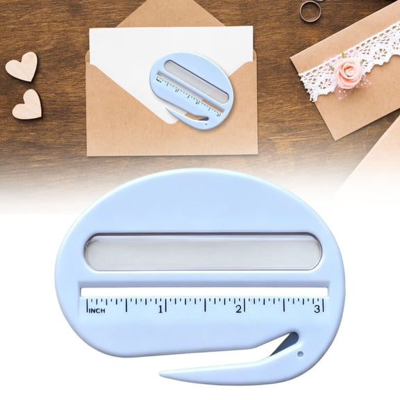 Juaoua 1Pc Mini Oval Letter Opener With Ruler,Envelope Slitter with Concealed Blade,Portable Multifunctional Paper Cutting Tool,Perfect For Opening Envelopes,Files,And Packages,White