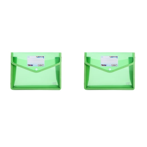 Juaoua 2Pcs Plastic Expanding File Folder,Expandable Document Folder with Snap Button Closure,Colorful File Folder Organizer,Perfect For Notebook,Office Documents,A4 Files,Green