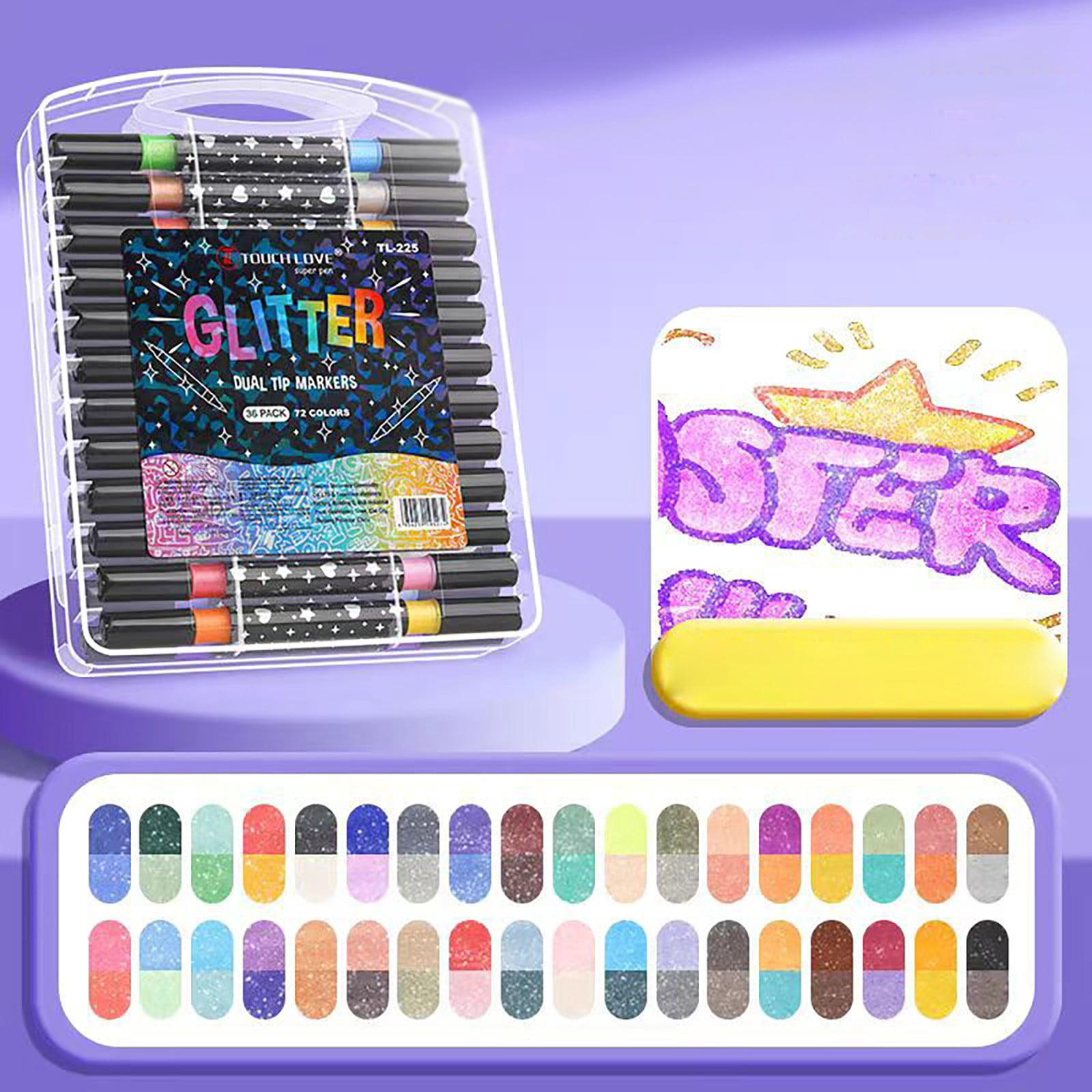 Zoxiy 36Pcs Glitter Gel Pens Set,Acrylic Paint Markers,Colored Gel Markers for Scrapbooking, Cards, DIY Crafts,Drawing Pens Art Supplies,Journaling,