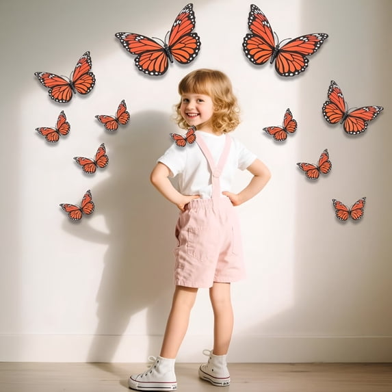 Juaoua 3D Butterfly Wall Decor Butterfly Decor Stickers with Magnets,3D Halloween Butterfly Wall Decor,Removable Butterflies Wall Decals for Home Classroom Party Decor,Reusable Butterfly Sticker