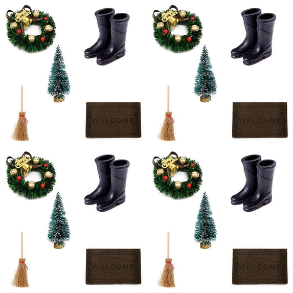 Juaoua Christmas Miniature Dollhouse Gnome Accessories Set,DollHouse Miniatures Christmas Decoration,Mini Scene Model Pretend Toys for Festival Holiday Party Favors Gift,Diy Decoration Ornaments