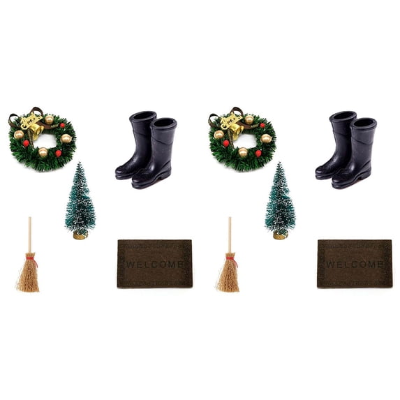 Juaoua Christmas Miniature Dollhouse Gnome Accessories Set,DollHouse Miniatures Christmas Decoration,Mini Scene Model Pretend Toys for Festival Holiday Party Favors Gift,Diy Decoration Ornaments