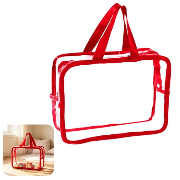 Juaoua Clear Toy Storage Bags with Zippers & Frame,Travel Organizer Pouch,Waterproof & PVC Material,Large Toy Organizer Bags for Organizing Board Game Or Building Blocks,Travel Essentials