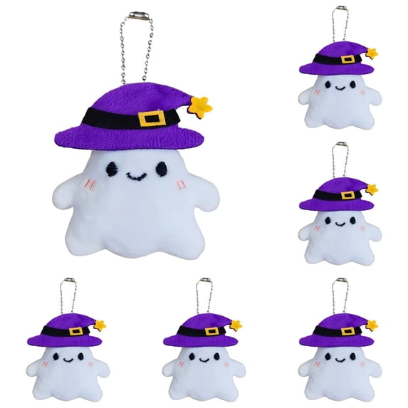 Juaoua Cute Halloween Ghost Plush Keychain, Soft Stuffed Ghost Doll Pendant, Mini Plush Animal Ornament, Portable Key Ring Charm for Backpack Purse Decor,Halloween Party DIY Decoration