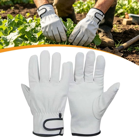 Juaoua Leather Work Gloves for Men & Women,Thorn Proof Gardening Gloves,Reinforced Durable Gardening Gloves for Yard Work,Firewood and Farm Tasks,Flexible Protective Gloves,Puncture & Cut Resistant
