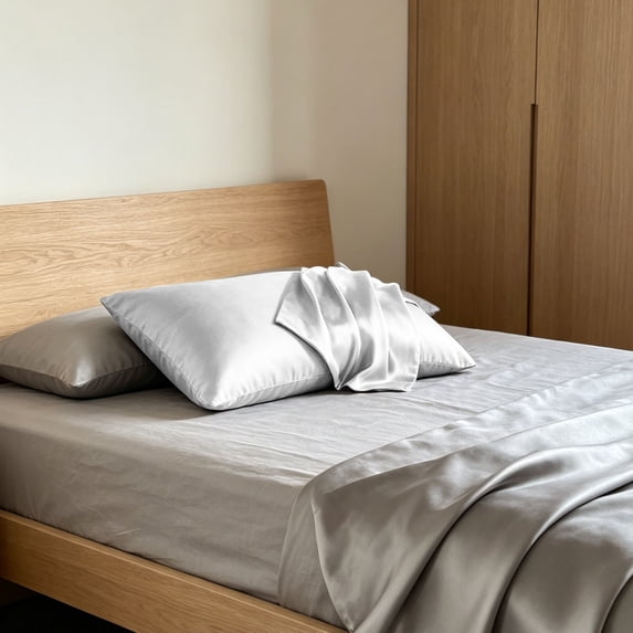 Juaoua Satin Pillowcase,Imitation Smooth Pillow Cover For Bedroom Decoration,Cooling Pillow Case Covers,Soft Breathable Bedding Pillow Case,Wrinkle-Free, Machine Washable,White