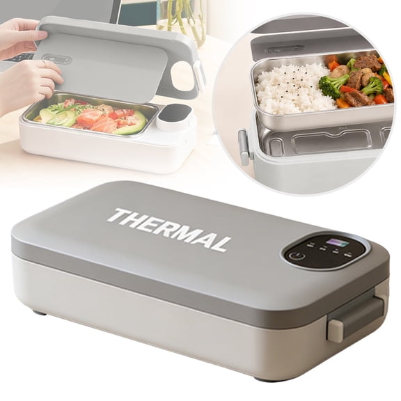 Juaoua Self Heating Lunch Box,Cordless Heated Lunch Box,Portable & Rechargeable Lunch Box for Work,Car,Travel,Picnic & Outdoor,Cordless Lunch Box With Timer Temperature Display And Leakproof Lid