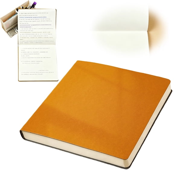 Juaoua Square PU Leather Blank Notebook With Ribbon Bookmark,228 Pages Square Graph Quad Ruled Notebooks,Perfect For Personal Use,Work,Classroom,Or As A Thoughtful For Friends,7.9"×8.11",Brown