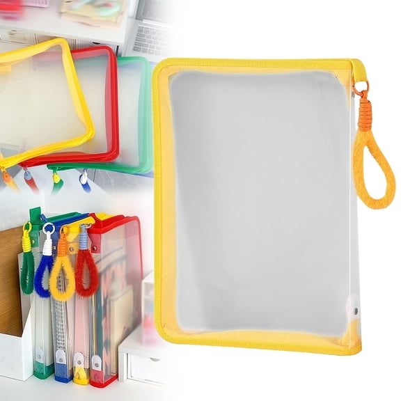 Juaoua life Portable Transparent Plastic File Folder with Handle, Large Capacity Transparent Document Organizer Pouch with Snap Closure Fit Letter/a4 Size for Office Home,