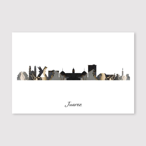 Juarez Skyline Map Wall Art Decor – Minimalist Geography Canvas for Living Room – 8x12 inch