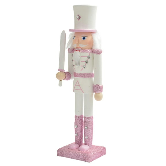 Jubilant 30cm Funny Facial Expression White Hair Rhinestone Inlaid Soldier Figurine Pink Glitter Nutcracker Soldier Doll Toy Ornament Home Decoration