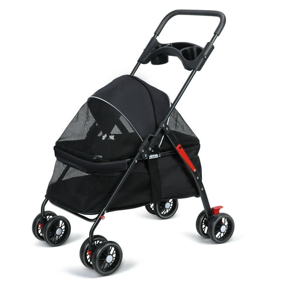 Jubilant 4-Wheel Large Pet Stroller for Small Medium-Sized Dog and Cat Carts, Foldable Pet Travel Jogger Stroller with Adjustable Handle, Breathable Dog Stroller Stroller for Outdoor Travel
