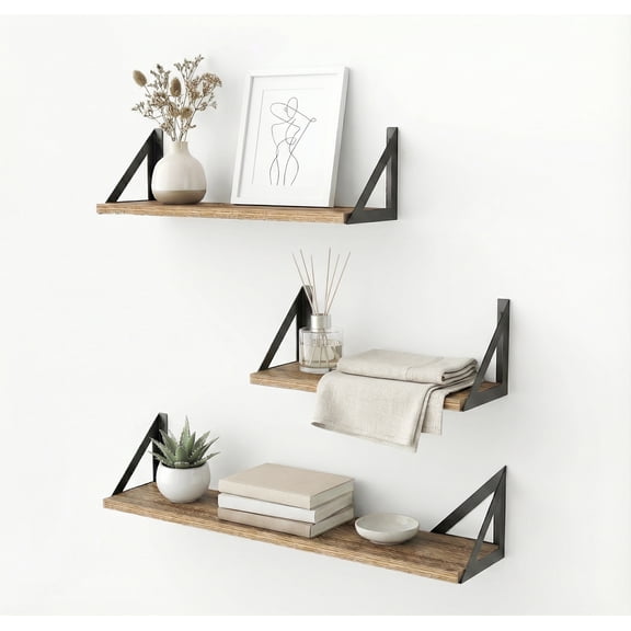 Jubilant Bouquet Vintage Collection 3-Tier Rustic/Lodge Floating Shelves - 16.5 x 4.7 in, 3 Count