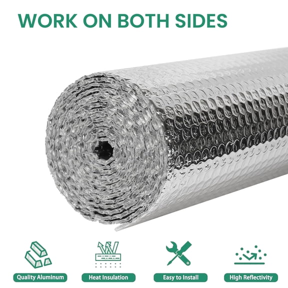 Jubilant Double Bubble Reflective Foil Insulation Roll, R-24, Heat & Cool Barrier, for Home, Garage, Attic, Wall, Window, Waterproof Thermal Insulation Film,Easy DIY Installation