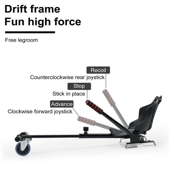 Jubilant Hoverboard Go Kart, Seat Attachment with Adjustable Frame Length for 6.5" 8" 10" Suitable for Kids and Adults