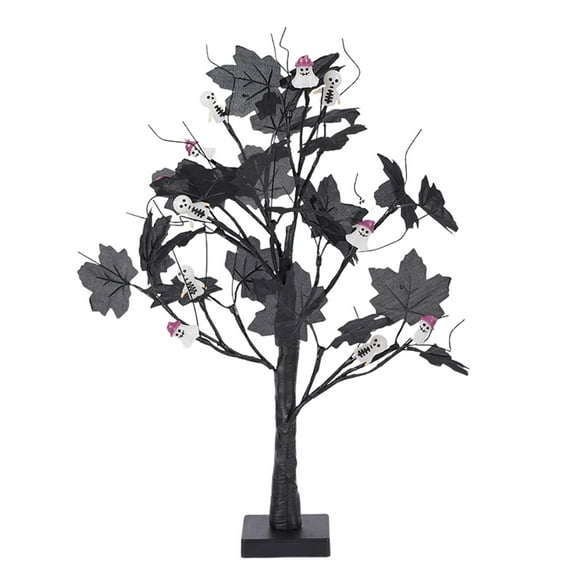 Jubilant  Plastic Halloween Tree 24-inch Led Halloween Tree with Ghost Pumpkin Eyeball Lights Glowing Plastic Decoration for Indoor Home Table Decor Spooky