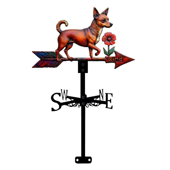 Jubilant  Rural Style Decor Metal Weather Vane Indicator Rustic Dog Design for Garden Shed Patio Decor Durable Weather-resistant Ornament with Classic Country